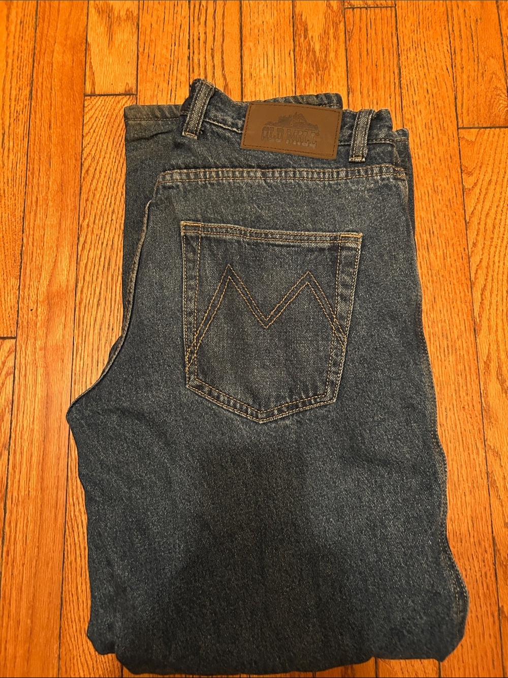Old Mill Men’s Relaxed Fit Dark Blue Denim Jeans fleece lined